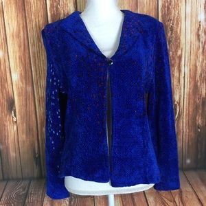 VTG Kristen Jensen Blue Metallic Dots Gem Blazer